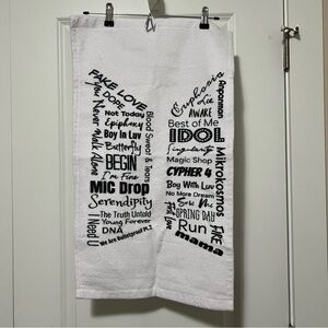 BTS Songs on White Towel. Bangtan